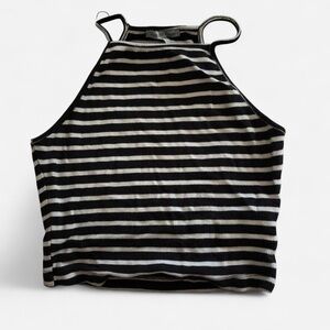 Charlotte Russe Black and White Striped Crop Top